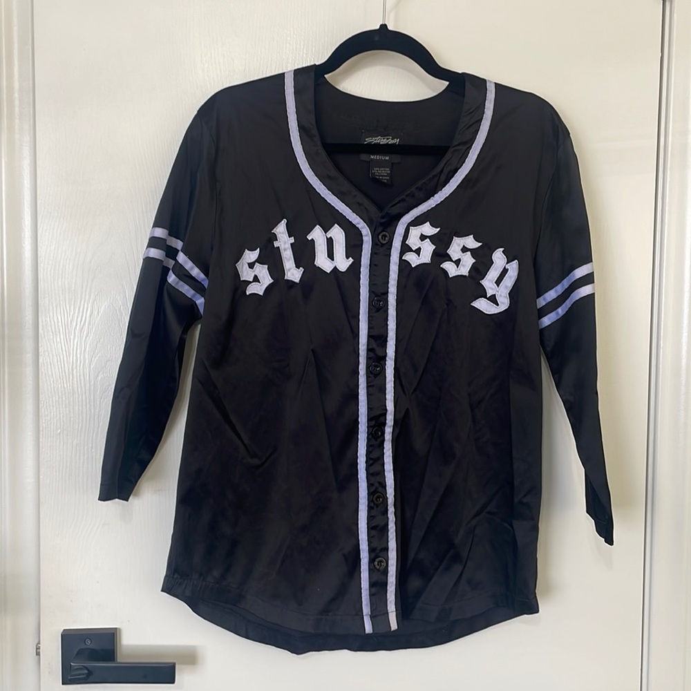 Stussy satin long sleeve baseball jersey